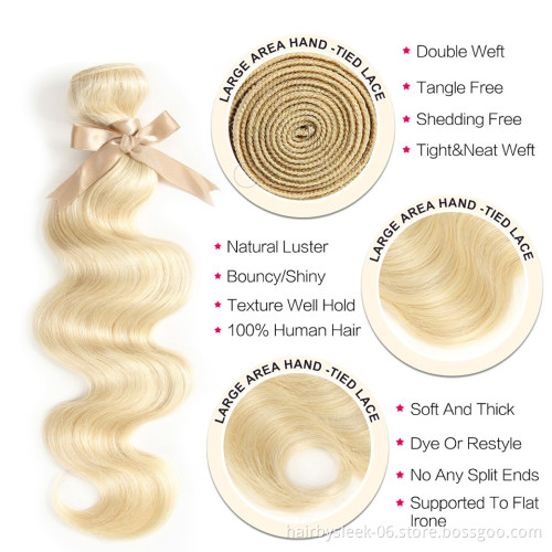 Fashion 613 full lace wig Bundles with Closure Body Wave Remy Human Hair Weave Honey Blonde 100% virgin human hair bundles